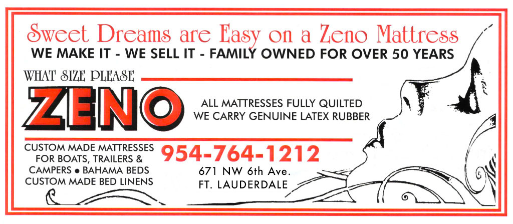 Image of old Zeno Mattress advertisement with classic lithographic look.