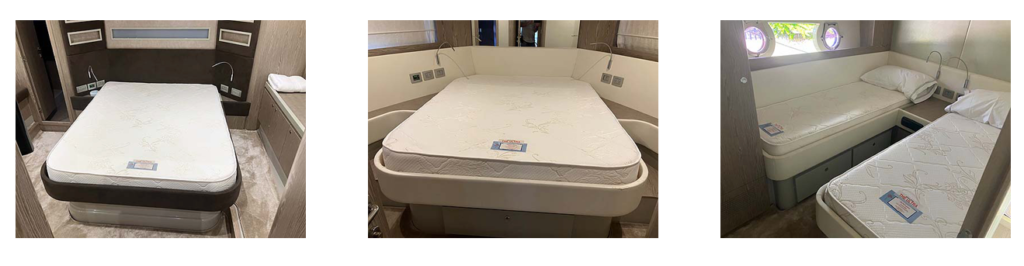 Image of custom made luxurious memory foam Zeno Mattress for a Ferretti 65. 